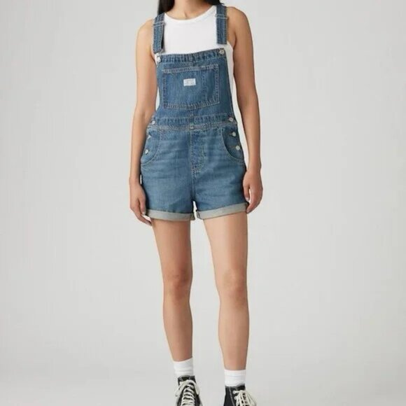 Levi's Denim - Levi's Shortalls Size M Two Horse Brand Overalls Shorts Medium Wash